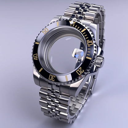 40mm SUB Case NH35 Sliver with Sapphire Crystal 120 Click Compatible with NH34/NH35/NH36 Movements Water-Resistant 28.5mm Dial