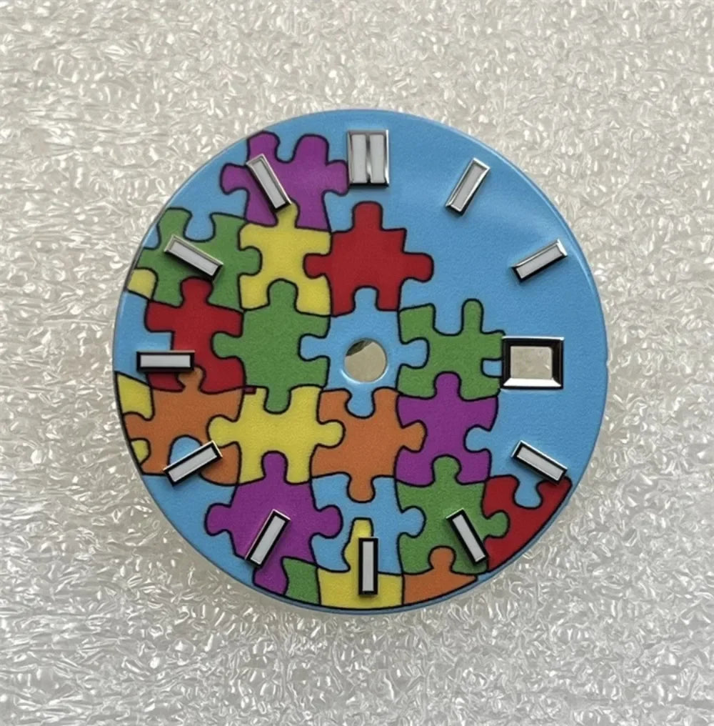 28.5mm/31mm NH35 Dial GBW9 Blue Luminous Logbook Watch Dial Enamel Surface Watch Faces Watch Accessories for NH35 NH36 Movement