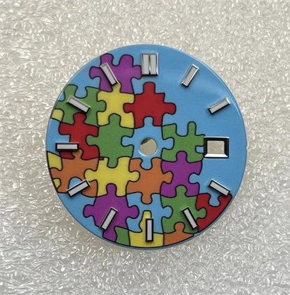 28.5mm/31mm NH35 Dial GBW9 Blue Luminous Logbook Watch Dial Enamel Surface Watch Faces Watch Accessories for NH35 NH36 Movement