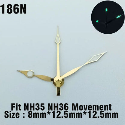 Watch hands NH series 35 36 hands Green glow in the dark hands seconds Watch accessories for NH series 35 36 movement assembly
