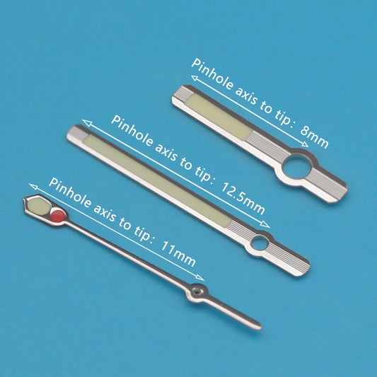 Watch Hands Size 8mm*12.5mm*11mm Green Luminous Hands for Caliber 7s36 4R36 NH35 NH36 Silver Hands Green Luminous Hands