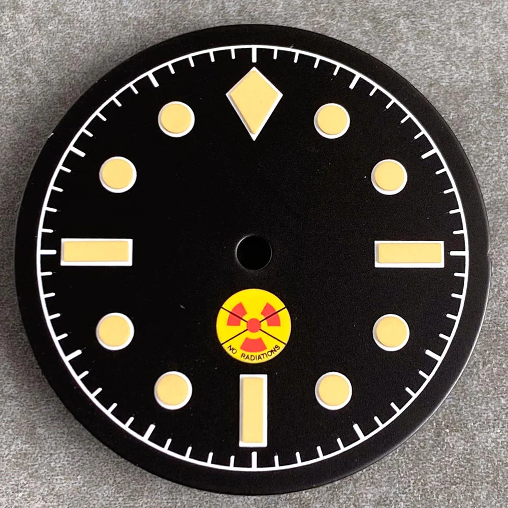 Non-Radiation 50-FATHOMS Watch Dial Parts 29mm for NH35 PT5000 Green Luminous Case Parts Sterile Nologo Hand Set for Dive Watch