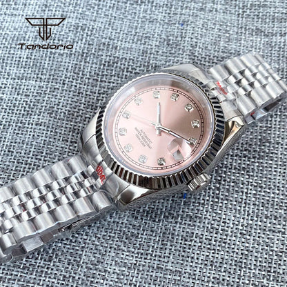 Tandorio Datejust TD151 Sapphire Pink Sunburst 36mm 39mm NH35 Diamond Marksmm