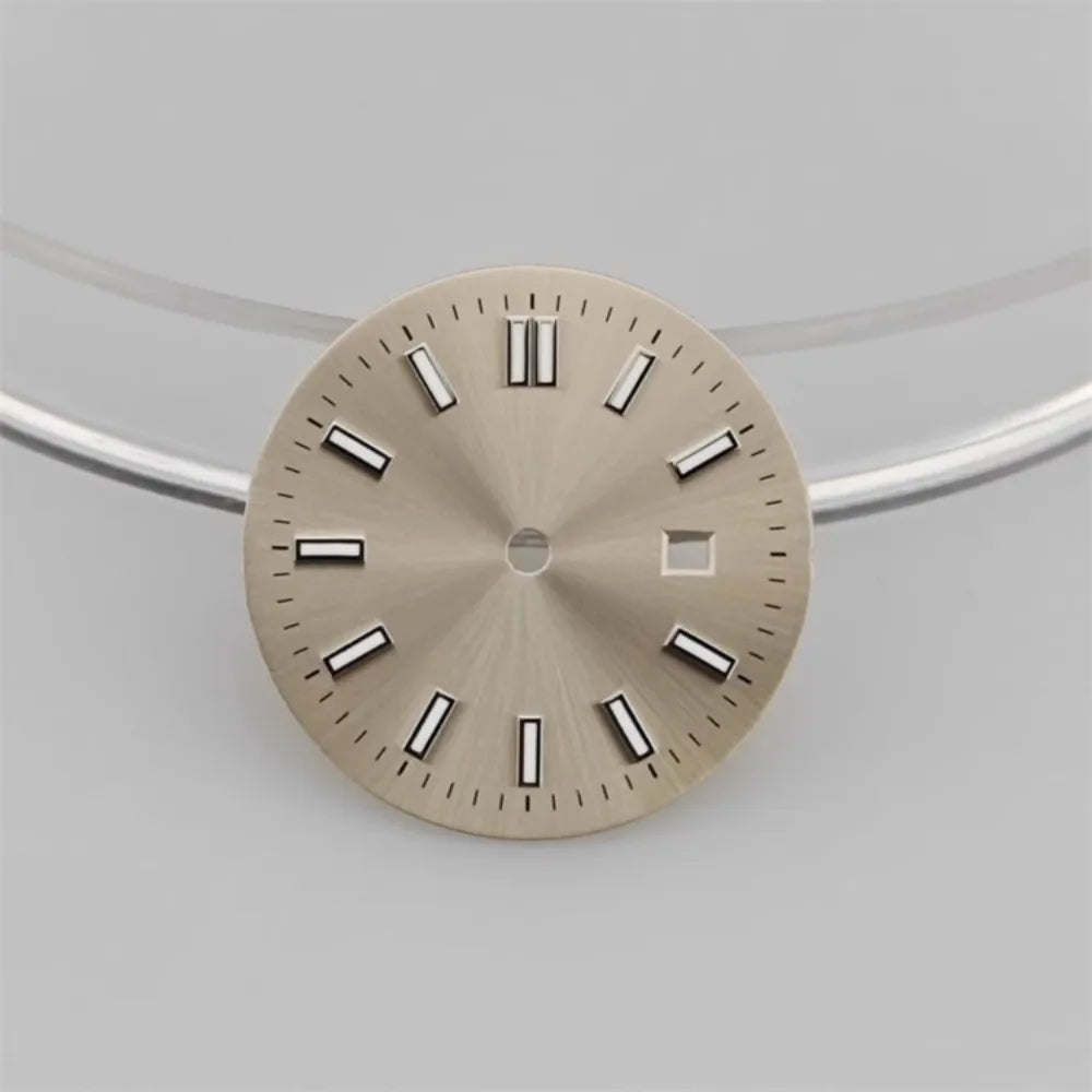 24.5MM Watch Dial Green Luminous Logbook Faces Women's Mechanical Watch Accessories for NH05 /NH06 Movement for 31mm Case