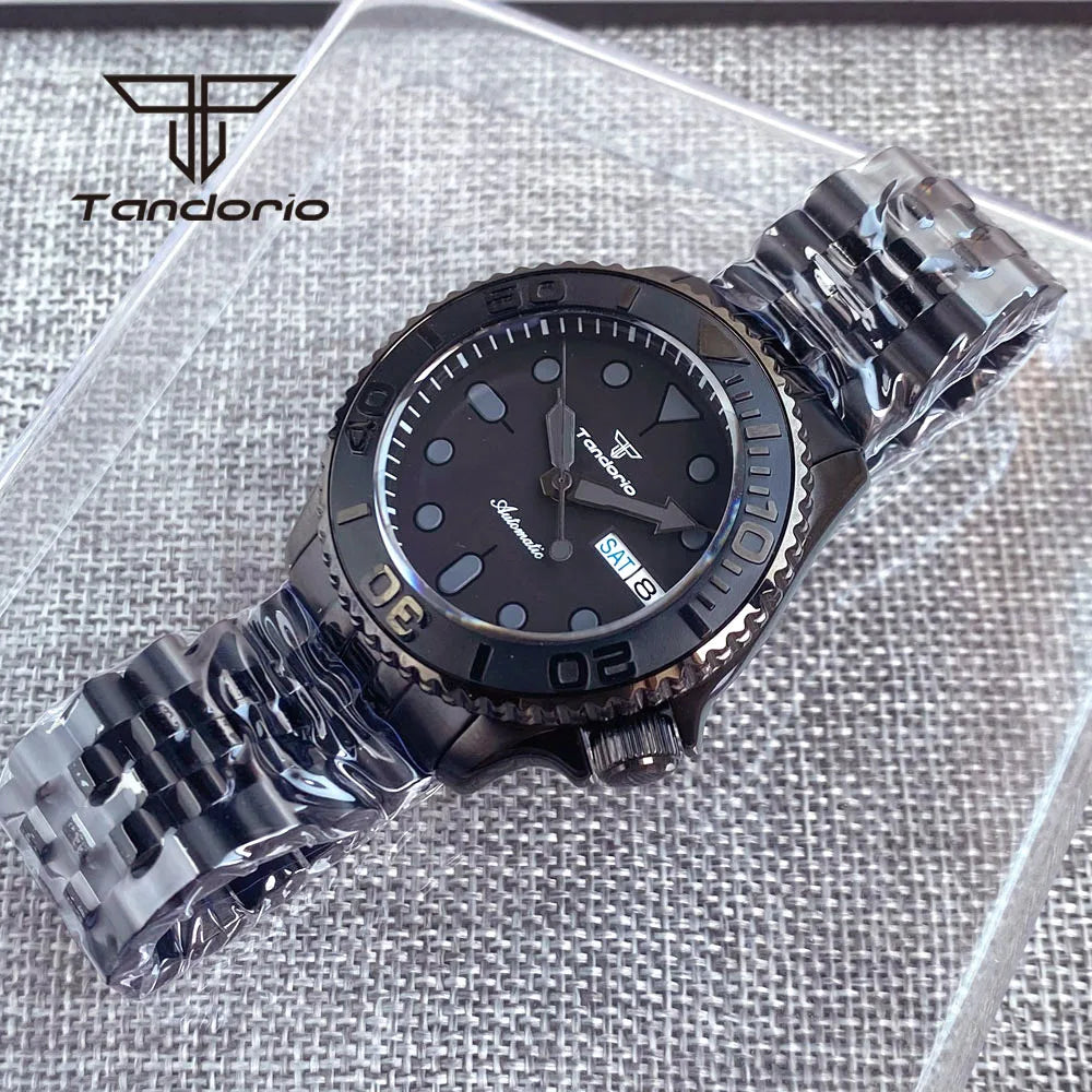 Tandorio TD269C Yacht Master Black Pvd  Domed Sapphire Skx007 Style NH36 20atm 120 Clicks 41MM