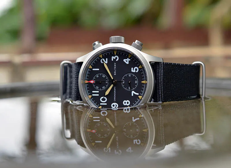 Customizable Baltany Chronograph Watch S5033 39MM Military Quartz Watch VK61  AR Sapphire 100M Waterproof  Swiss Lume