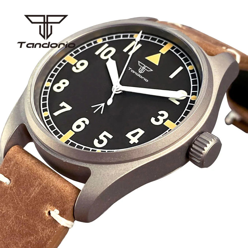 Titanium Watches  WFT001 Pilot Watches Seiko NH35 Automatic 39mm 20bar Sapphire Crystal  Green Luminous