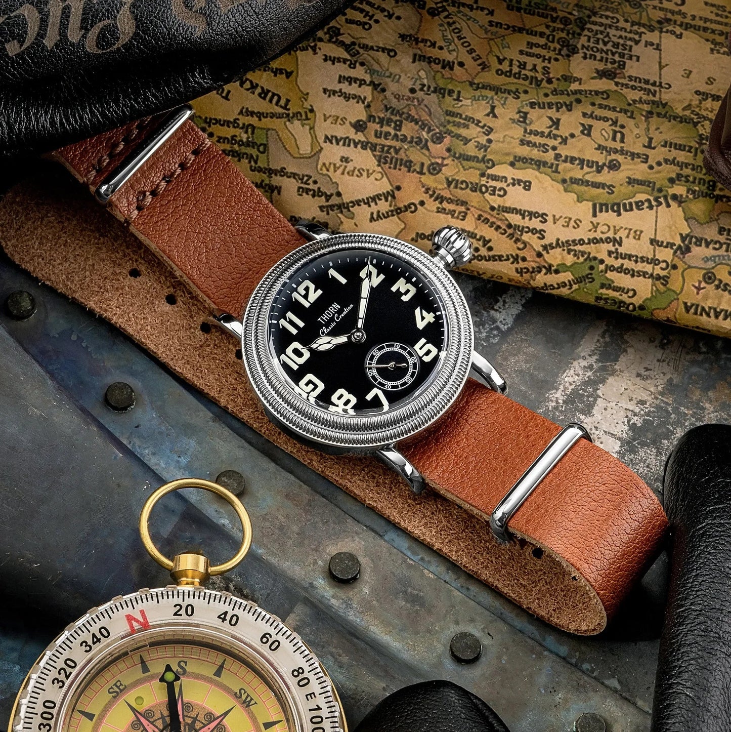 THORN T013 36mm Vintage Pilot Watch ST1700 Manual winding Sub Second Swiss luminous Sapphire