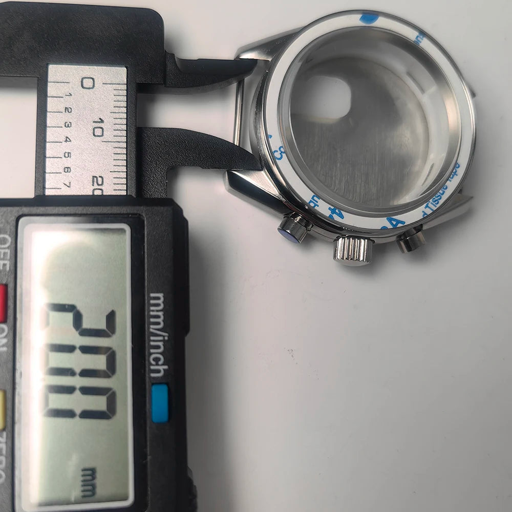 40mm VK63 Stainless Steel Case Strap Moonswatch Style Moon Back Cover Fit VK63 Quartz Movement Gold Word Bezel Watch Accessories