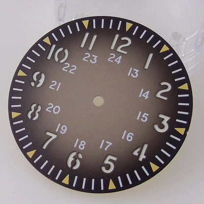 Vintage Pil ot Watch Dial 33.5mm for NH 35 NH 36 NH 38 NH 70 E TA2824 PT 5000 Nologo Dial Face D iver Watch Mod Luminous Hand Watch Part
