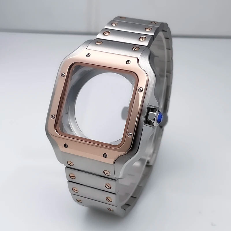 NH35 Case 38mm Sapphire Glass Stainless Steel Square Watch Case Accessories Modification Parts Suitable NH35 NH36 NH38 Movements