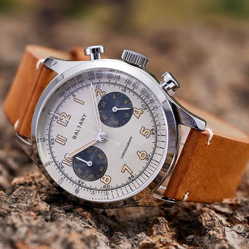 Baltany S5034 Quartz Chronograph Wristwatches 39mm Sapphire Crystal Panda Dial StainlessSteel Retro Super Luminous Vintage Watch