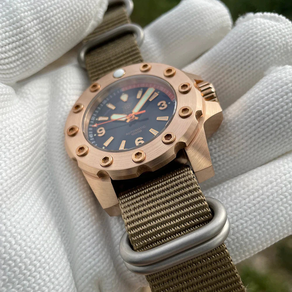 STEELDIVE SD1948S Bronze Diver 44.5mm  C3 Green Luminous 1000M Waterproof Mens NH35  sapphire