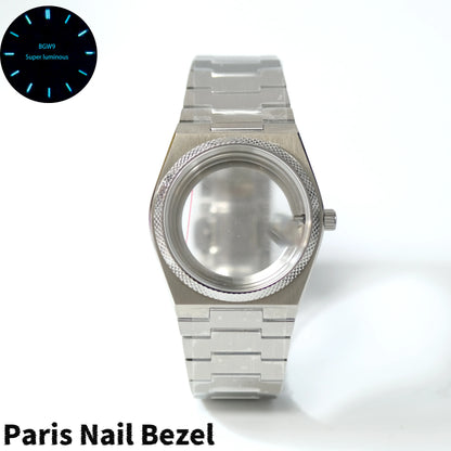 For NH35 40mm Paris Nail Bezel PRX Super Player Sapphire Glass 316LStainless Steel  Watch Case Band 100M Waterproof Modification