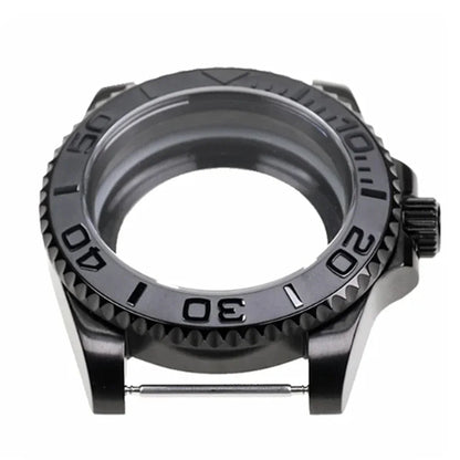 42mm Black PVD Yacht master Skx007 Steel Black Matte Waterproof Watch Case With Sapphire Crystal For Nh35 Nh36 Movement 28.5mm Dial Mods