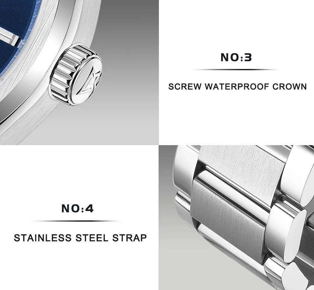 CADISEN C8227 Dress Watch Luminous NH35 AR Sapphire 10Bar 40MM