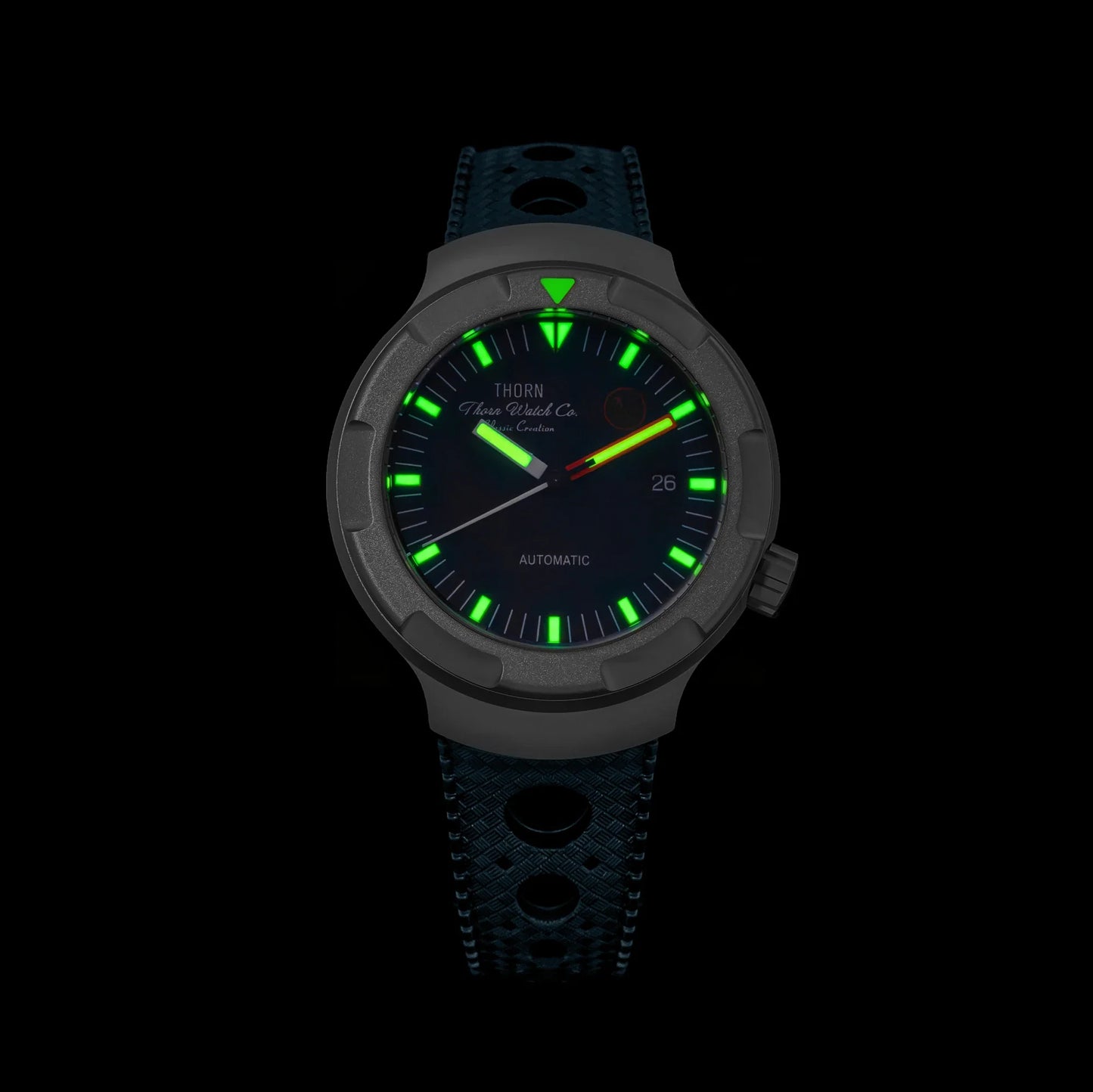Thorn 42mm Men's Retro Titanium Diver Watch PT5000 Automatic Movement Rubber Strap C3 Luminous 20Bar Water Resistance