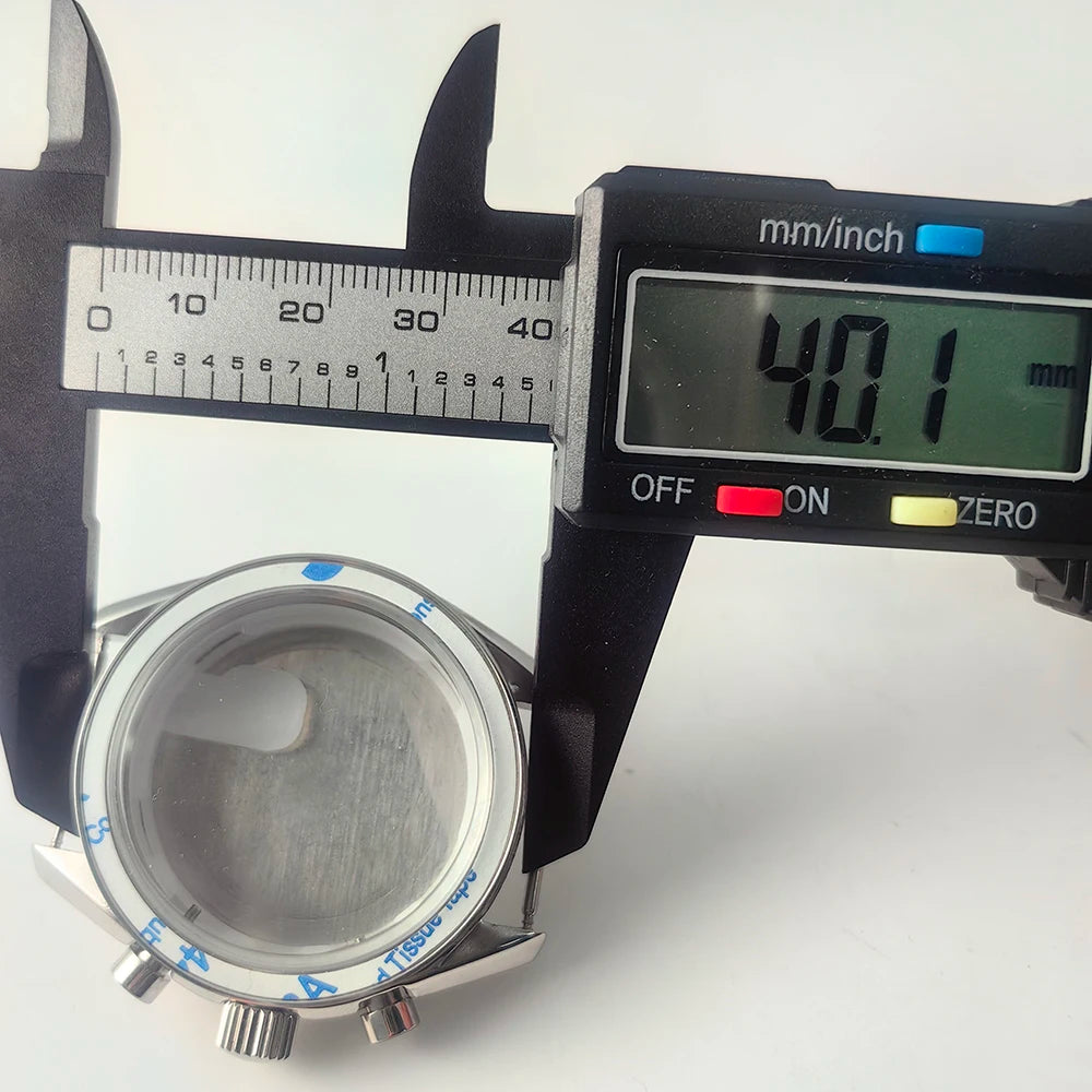 40mm VK63 Stainless Steel Case Strap Moonswatch Style Moon Back Cover Fit VK63 Quartz Movement Gold Word Bezel Watch Accessories