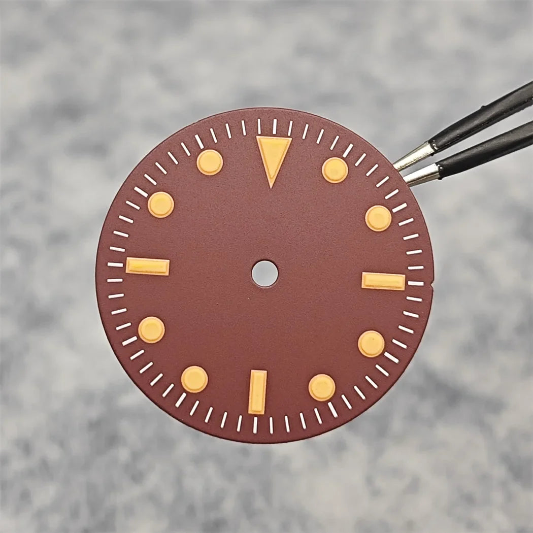 28.5MM Orange Scale Red Watch Dial No Calendar Window Without Date Watch Accessories No Luminous Suitable for NH35/8215/2836 Movement