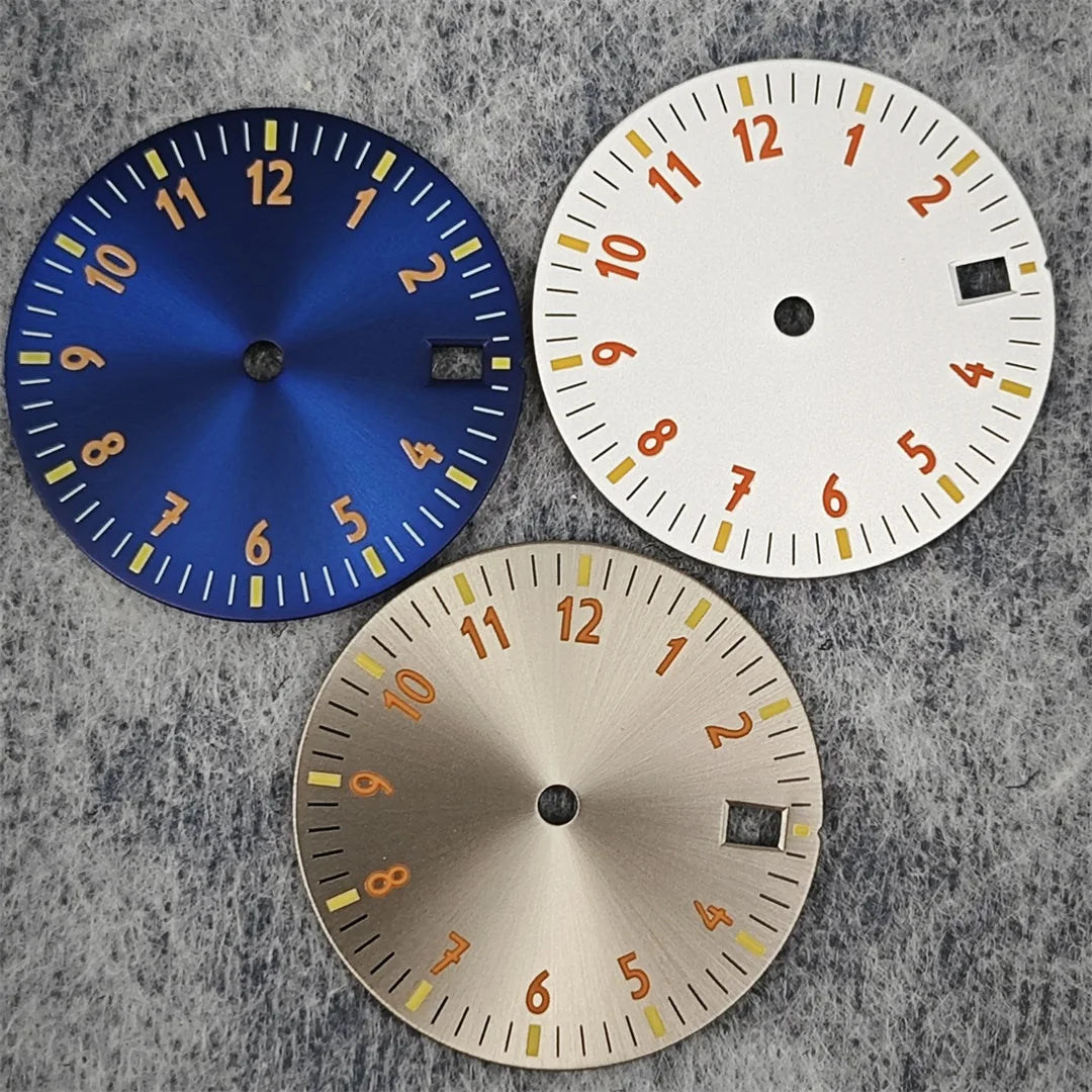 28.5MM Watch Dial NH35 Digital Dial Green Luminous Watch Faces Watch Modification Accessories for NH35/ NH36/ 4R/ 7S Movement