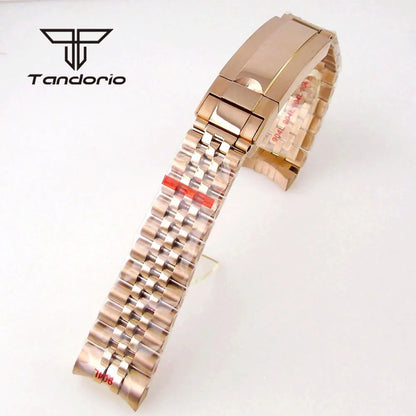 20mm Width Yellow/Rose Gold Coated Black PVD Stainless Steel Jubilee Watch Bracelet Watchband Folding Clasp Fit 40mm SUB Watch