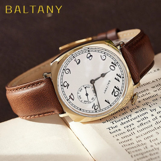 Baltany Dress Watch Man 4046G ST1701 Automatic Gold Case Stainless Steel Square Retro 1921 Homage Mechanical Wristwatch Man