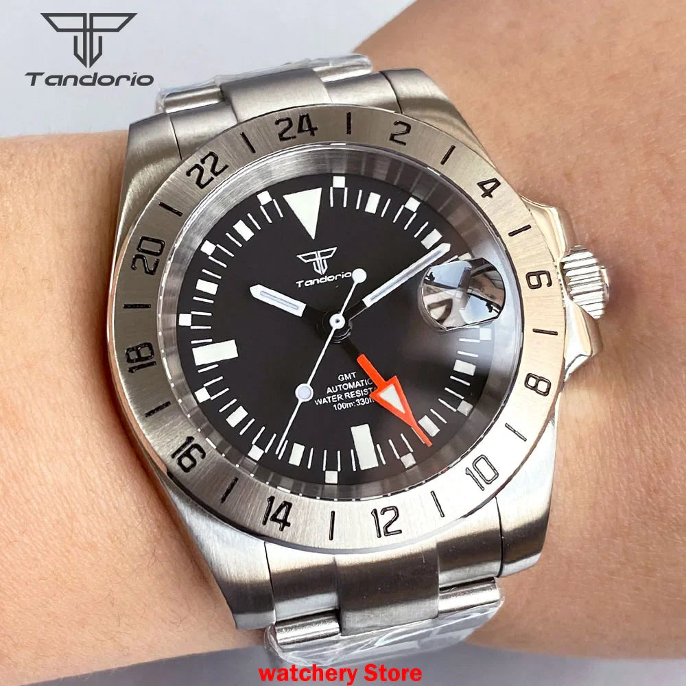 GMT Watch Fixed Bezel 40mm Tandorio TD229F 10ATM NH34A Movement Sapphire