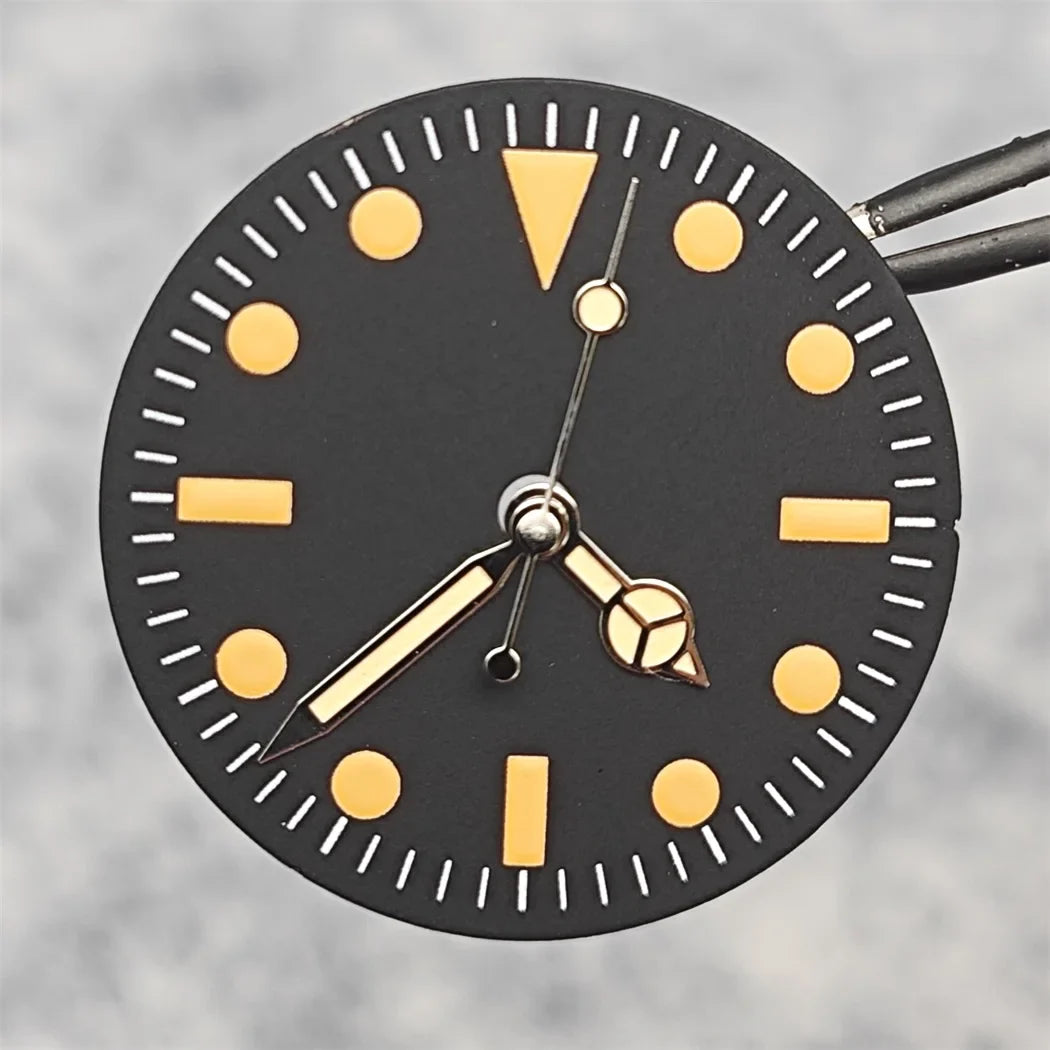 28.5mm Green Luminous Watch Faces Retro Watch Dial + Watch Hands Modified Dial Men's Watches Accessories for NH35/ NH36 Movement