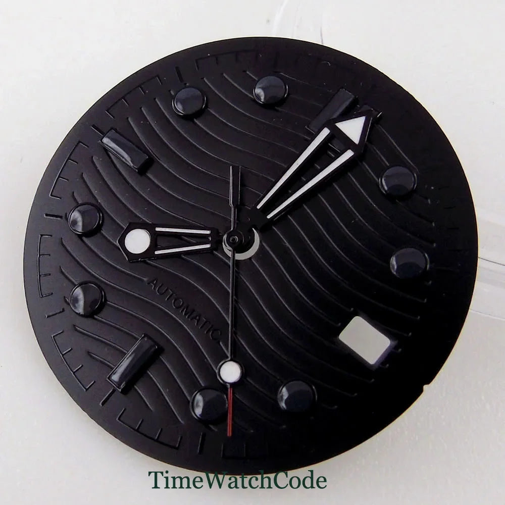 31mm Wave Dial Watch Face Hands Fit for NH35A ETA 2824 PT5000 ST2130 Miyota 8215 821A DG2813 3804 Movement Date Luminous Dial