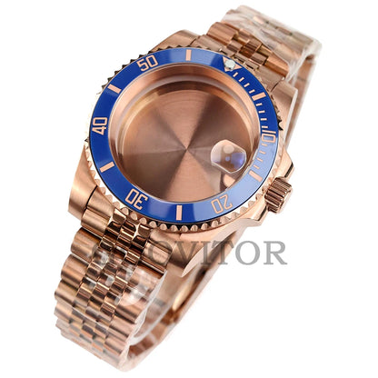 NH35 Watch Case 40mm For GMT YACHT-MASTER Seiko NH34/NH35/NH36/NH38 Movement Rose Gold Jubilee Bracelet Submariner NH35 Case