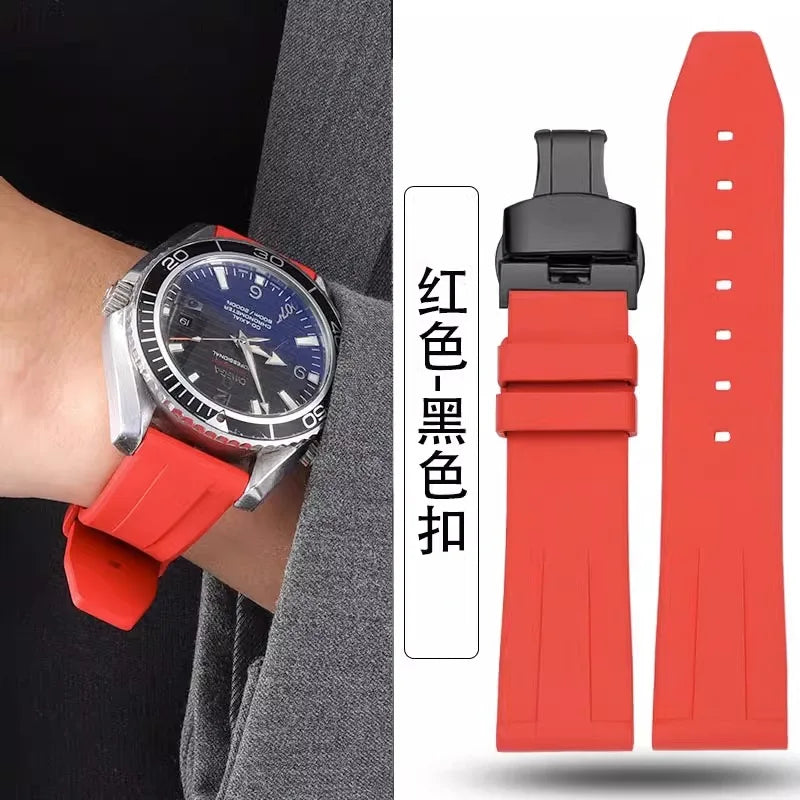 18mm 19mm 20mm  Fluorine rubber Watch Strap Men's  Silicone Bracelet For pilot flat lug diver