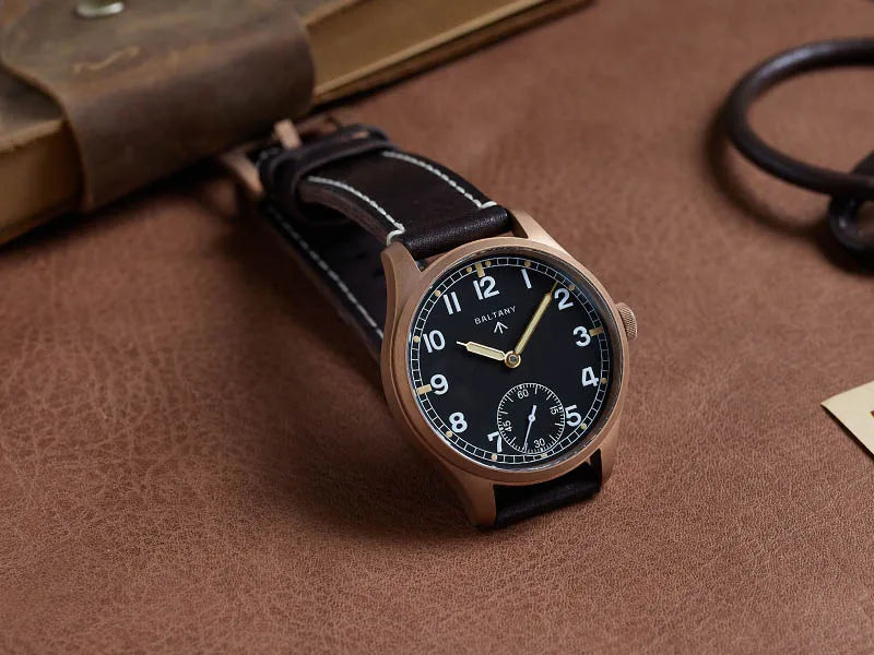 Baltany Vintage Dirty Dozen Wristwatches Golden Hands Seagull ST3620 Luminous 5ATM Leather Automatic Retro D12 Bronze Watches