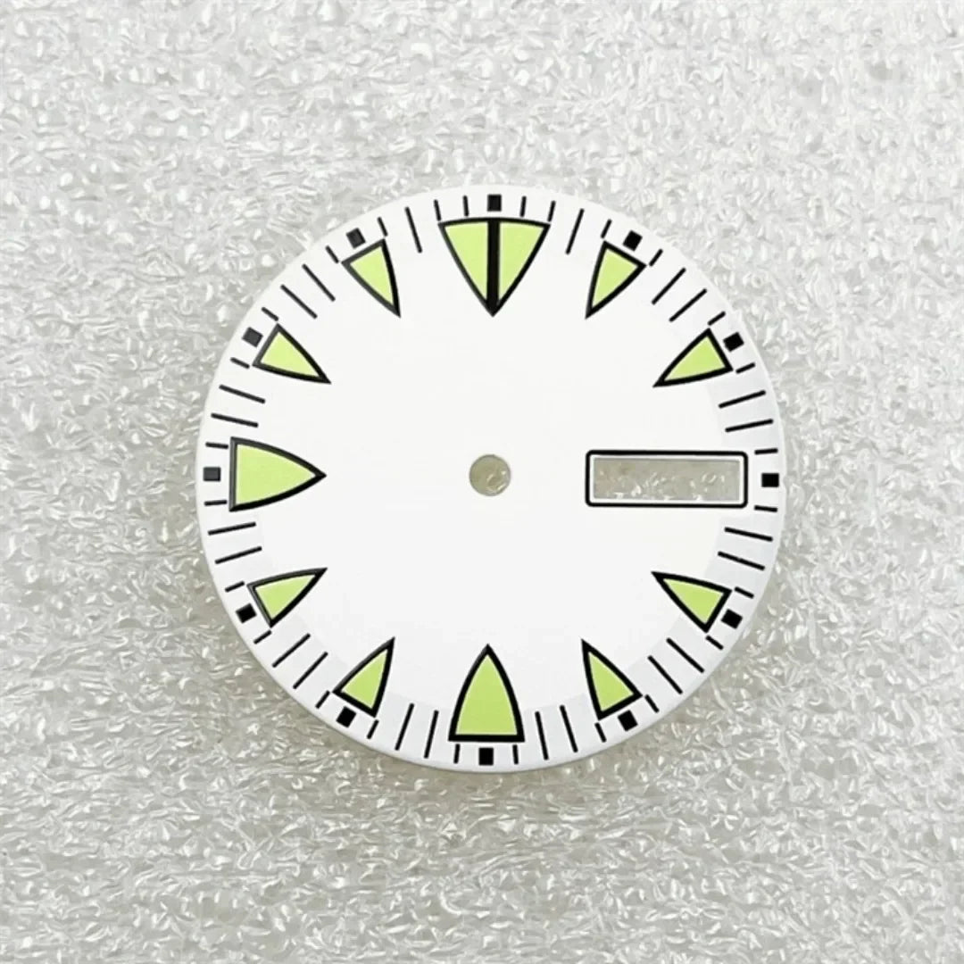 28.5mm Green Luminous NH36 Watch Dial Triangular Scale Dial Mechanical Watch Face for NH36A Movement Dive Watch Repair Parts