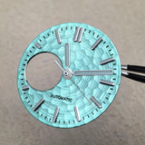 28.5mm Honeycomb Texture Watch Dial Hands Set Green Luminous Faces for NH34 NH38 Movement