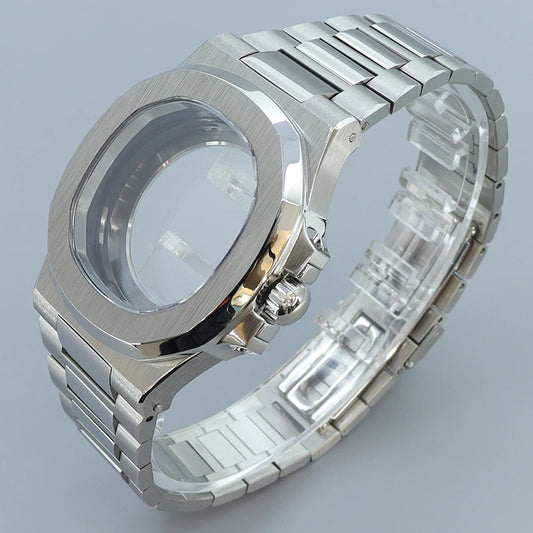 Silver/Black/Rose Gold 40mm Watch Cases Strap Parts Sapphire Glass For NH35 NH36 NH34 NH38 NH72 Movement 30.8mmDial Mod Nautilus