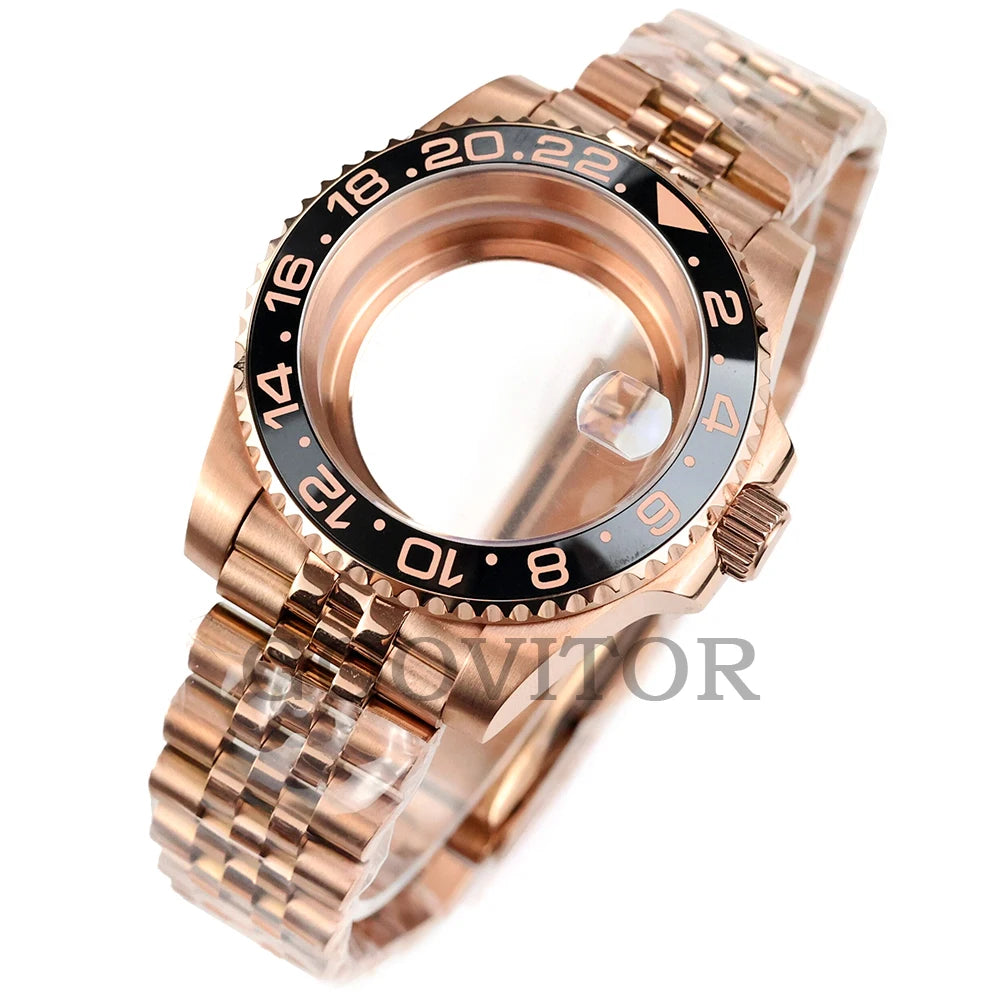 NH35 Watch Case 40mm For GMT YACHT-MASTER Seiko NH34/NH35/NH36/NH38 Movement Rose Gold Jubilee Bracelet Submariner NH35 Case