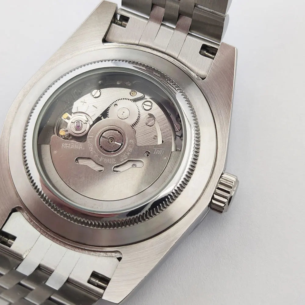 DateJust Seiko NH35 watch "Who Cares I'm already Late" dial customized logo 39mm/36mm  Glass Back Sapphire 10bar