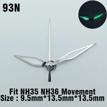 Watch hands NH series 35 36 hands Green glow in the dark hands seconds Watch accessories for NH series 35 36 movement assembly