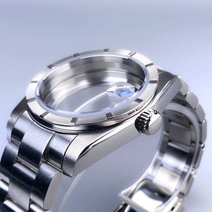 Original Diver Case 36mm NH35 Engine turned Bezel watch case for AK Parts Sapphire Glass Stainless Steel case Fit NH35 Movement 28.5mm Dial NH35