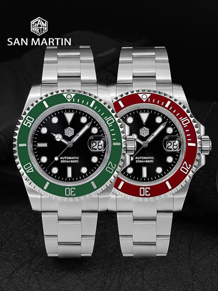 San Martin SUB Diver Sn0019G 41mm Water Ghost PT5000 SW200 Automatic AR Sapphire 20Bar BGW-9 Luminous