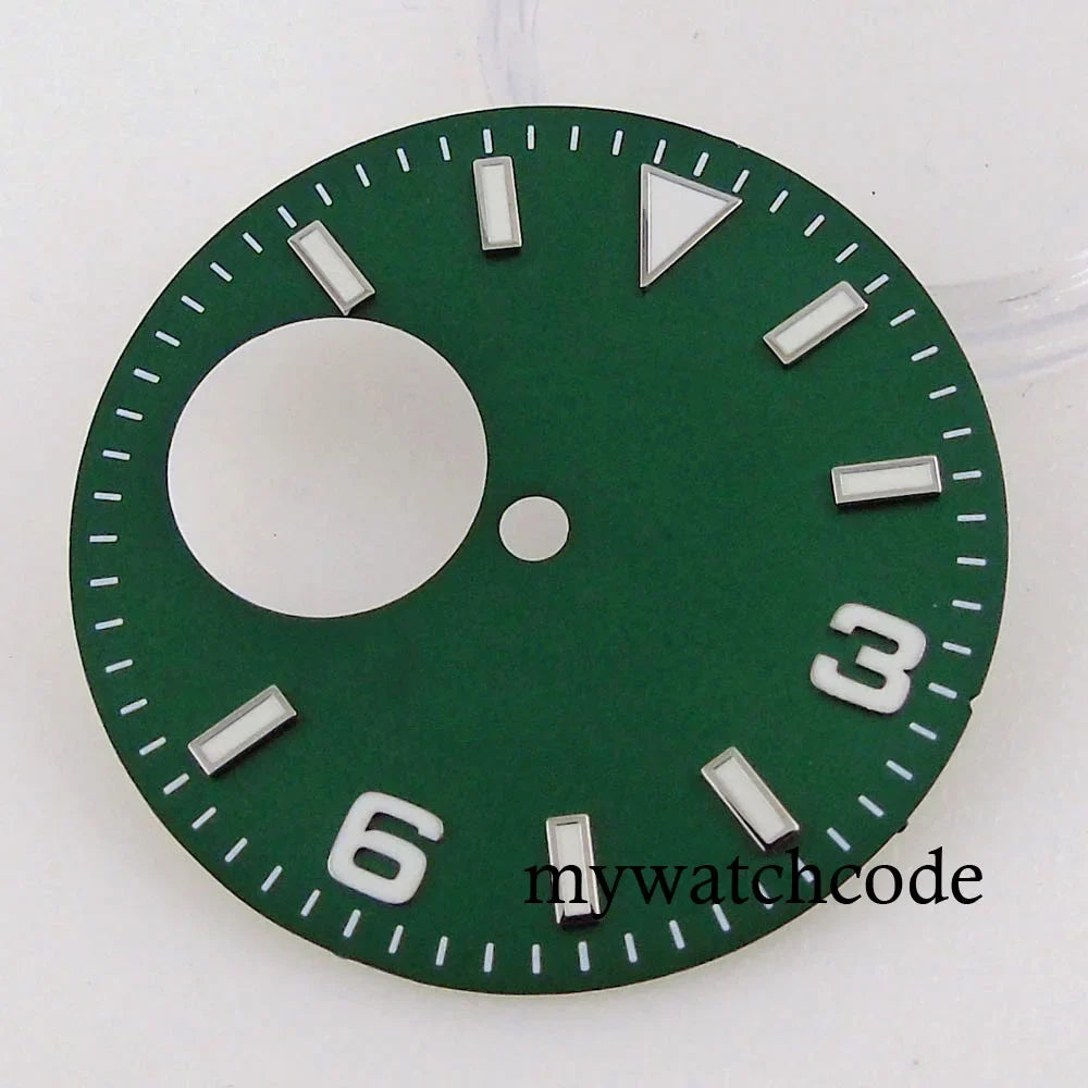 Fit NH38 NH38A Automatic Movement 29mm Blue/Green/White/Orange/Black Watch Hollow Dial Green Luminous Marks Watch Spare Parts