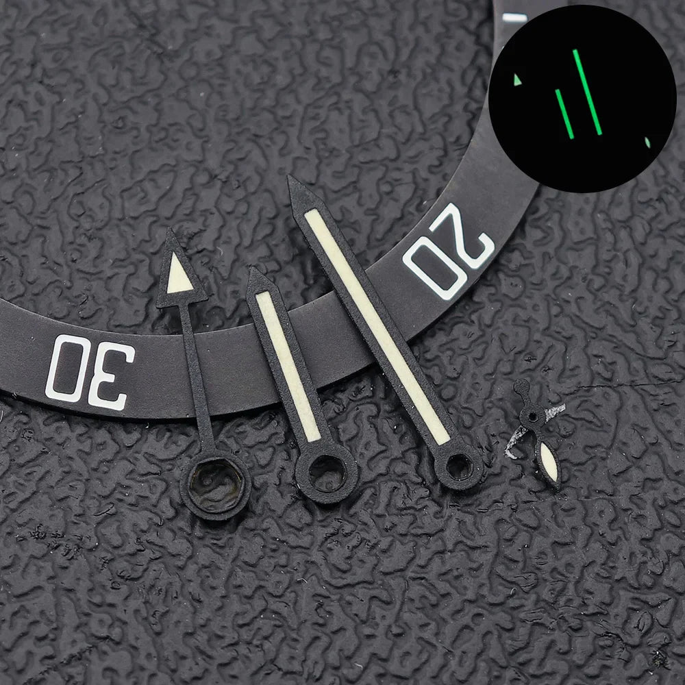 33.9/36.5mm Diameter Green Luminous Sterile Dial for Seagull GMT ST2557/ST2555 Movement with Single Calendar,Custom DIY logo