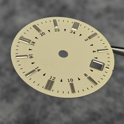 31MM Watch Dial Beige GMT Watch Faces + Watch Hands Non-luminous with Single Date Replace Parts for Japanese NH34 Movement