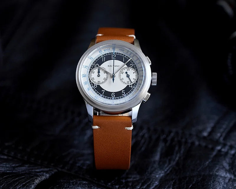 Baltany 39MM Tuxedo Chronograph Man S5050 Sapphire Crystal 50M Waterproof Stainless Steels Retro  Quartz Dress Watches For Man