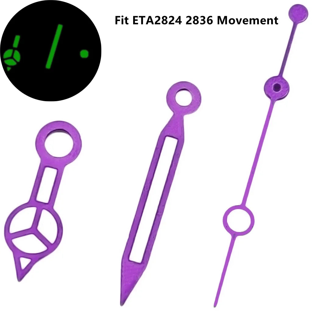 NH34 GMT Purple Watch Hands Fit NH34 NH35 NH36 Miyota8215 8205 821A ETA2824 2836 Movement Watch Accessories