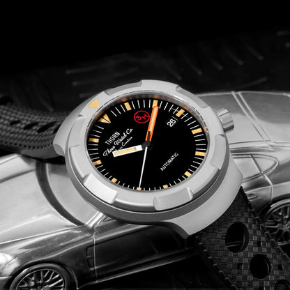 Thorn 42mm Men's Retro Titanium Diver Watch PT5000 Automatic Movement Rubber Strap C3 Luminous 20Bar Water Resistance