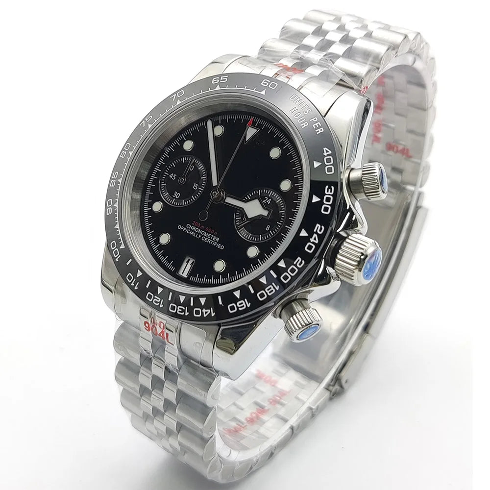 Sterile Chronograph Watch Customizable VK64 Quartz 40mm Panda Sapphire 39MM 5BAR