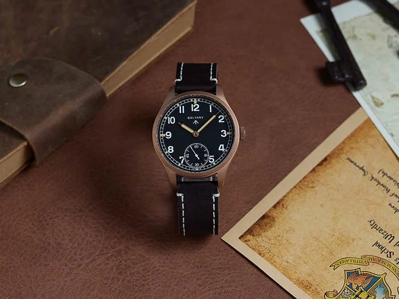 Baltany Vintage Dirty Dozen Wristwatches Golden Hands Seagull ST3620 Luminous 5ATM Leather Automatic Retro D12 Bronze Watches