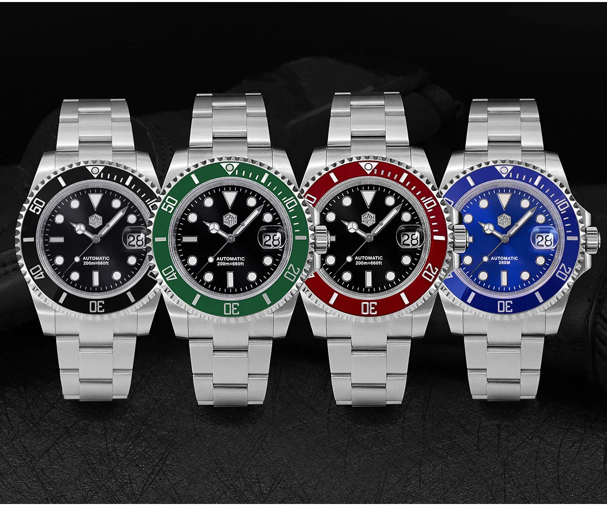 San Martin SUB Diver Sn0019G 41mm Water Ghost PT5000 SW200 Automatic AR Sapphire 20Bar BGW-9 Luminous