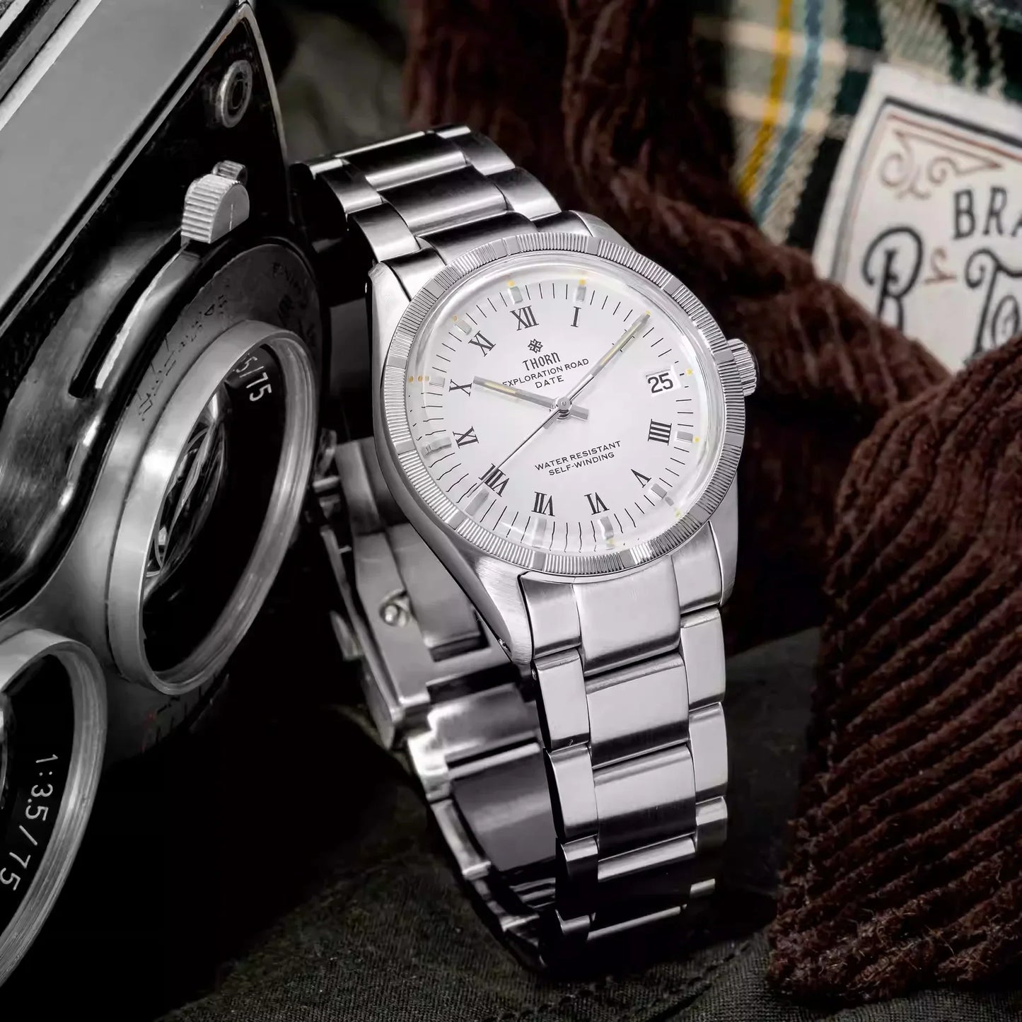 THORN T004 Dress Watcg PT5000 Automatic Domed Sapphire Luminous 10Bar 34MM